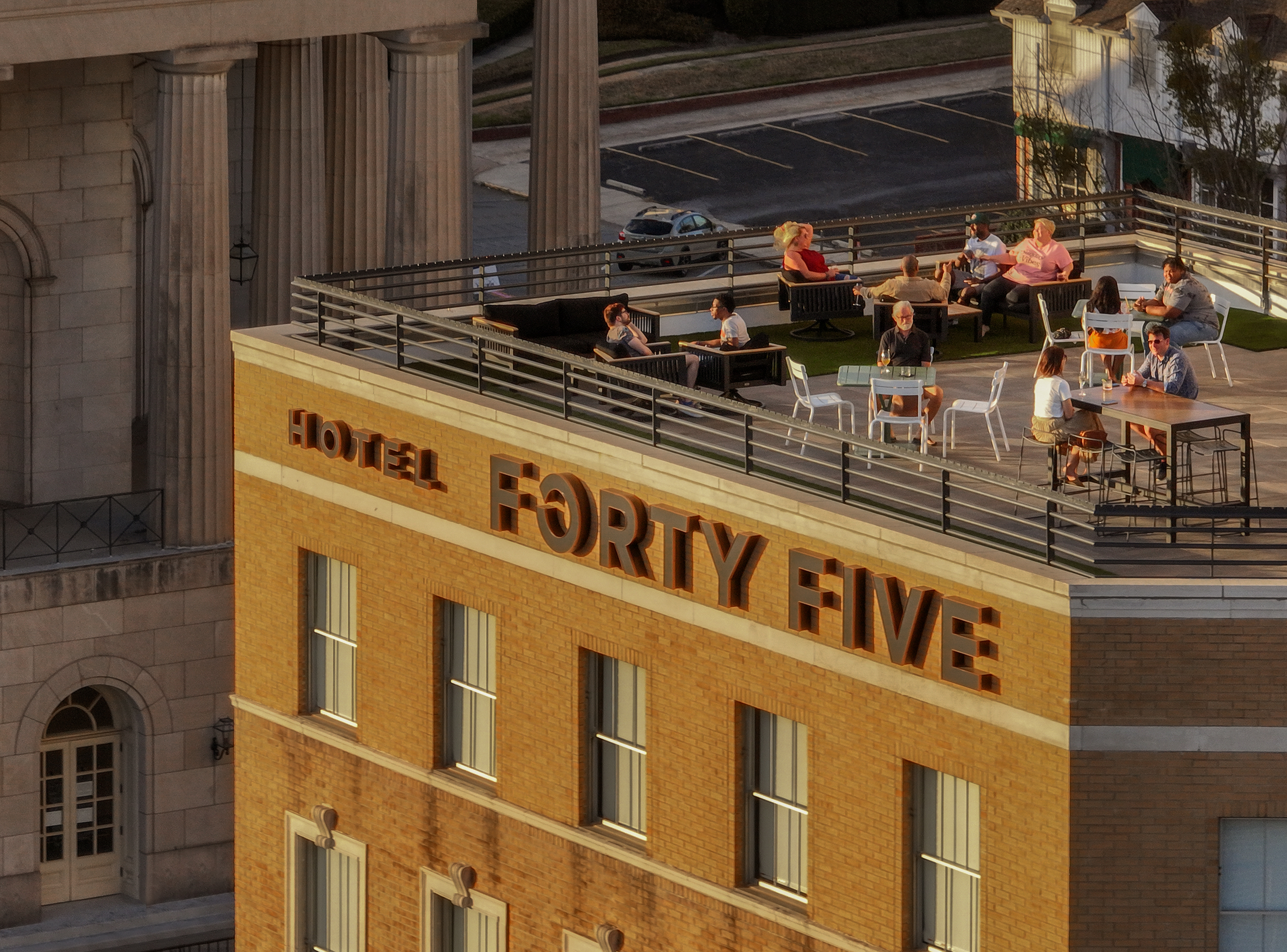 Hotel Forty Five Rooftop Bar Aerial View